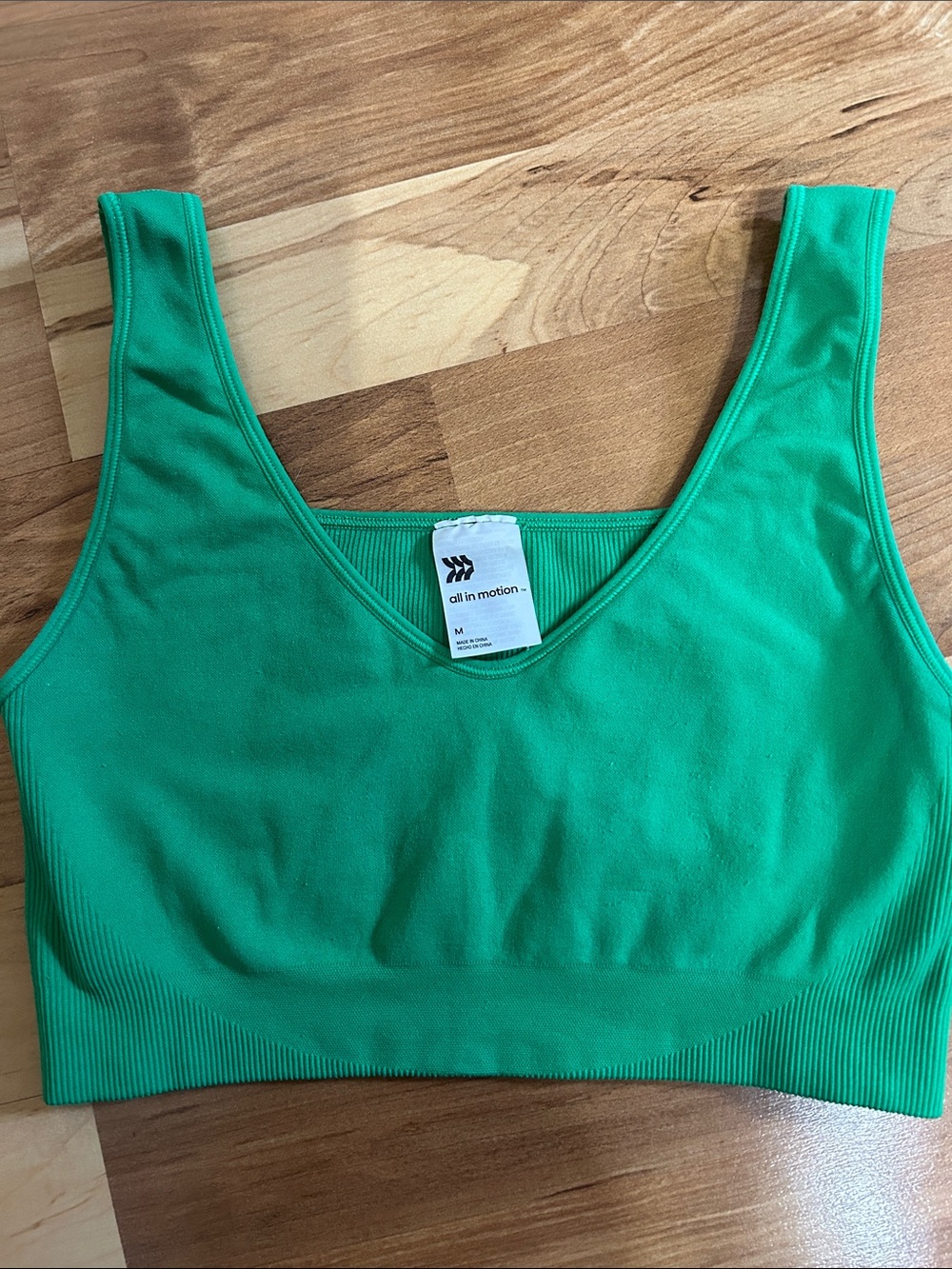 all in motion Bright Green Seamless Scoop Sports Bra Size M